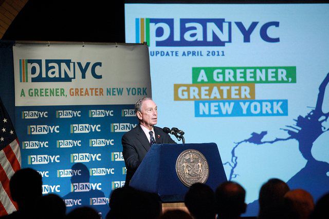 Bloomberg announcing his new PlaNYC goals